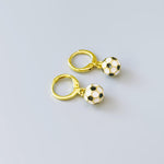 Dainty Soccer Earrings Gold Huggie Hoops, Soccer Player Jewelry, team mom coach gift for Her, Sports Earrings cute sporty accessories