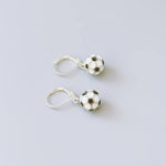 Dainty Soccer Earrings Silver Huggie Hoops, Soccer Player Jewelry, team mom coach gift for Her, Sports Earrings cute football accessories