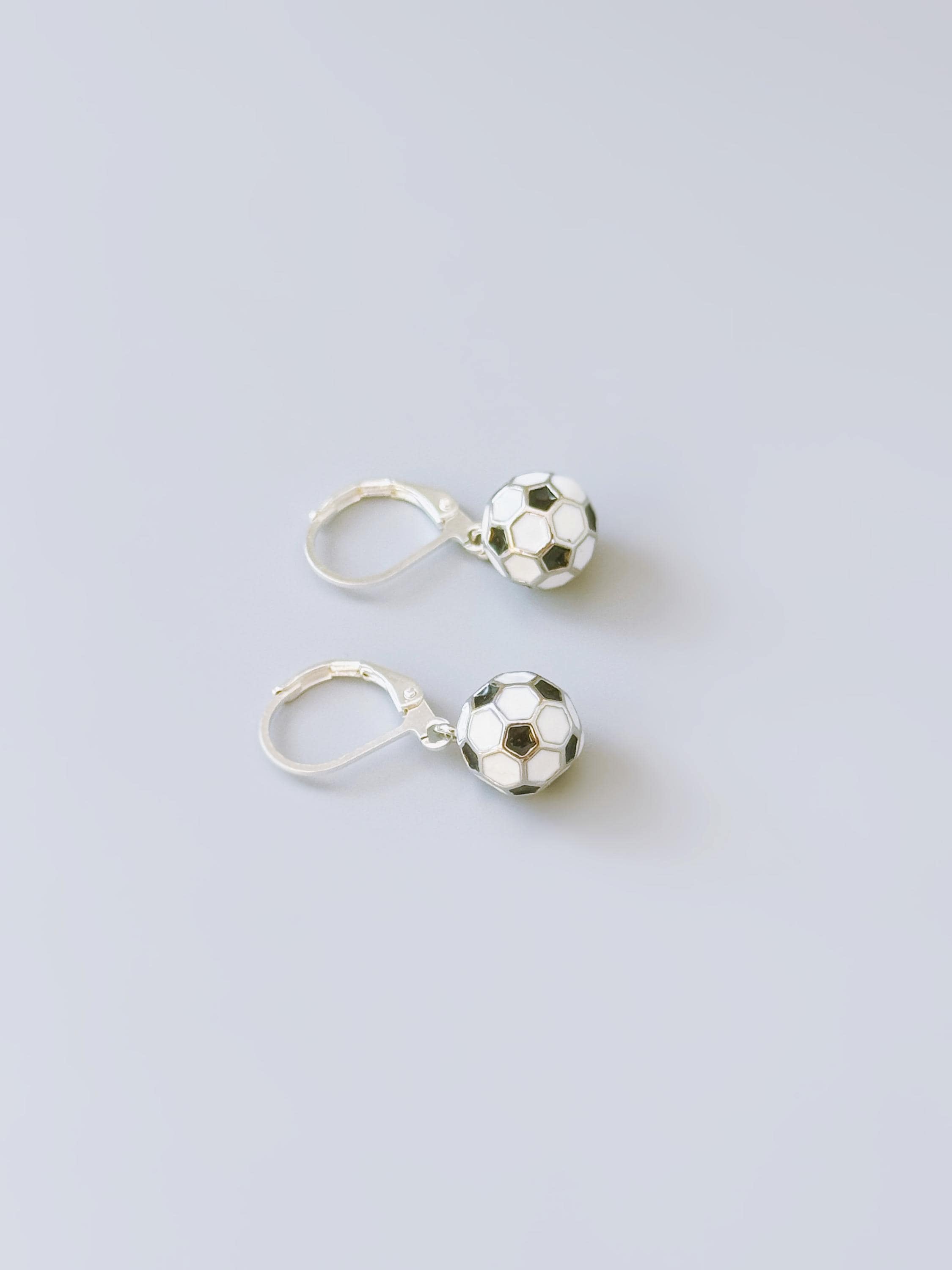Dainty Soccer Earrings Silver Huggie Hoops, Soccer Player Jewelry, team mom coach gift for Her, Sports Earrings cute football accessories