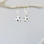 Dainty Soccer Earrings Silver Huggie Hoops, Soccer Player Jewelry, team mom coach gift for Her, Sports Earrings cute football accessories