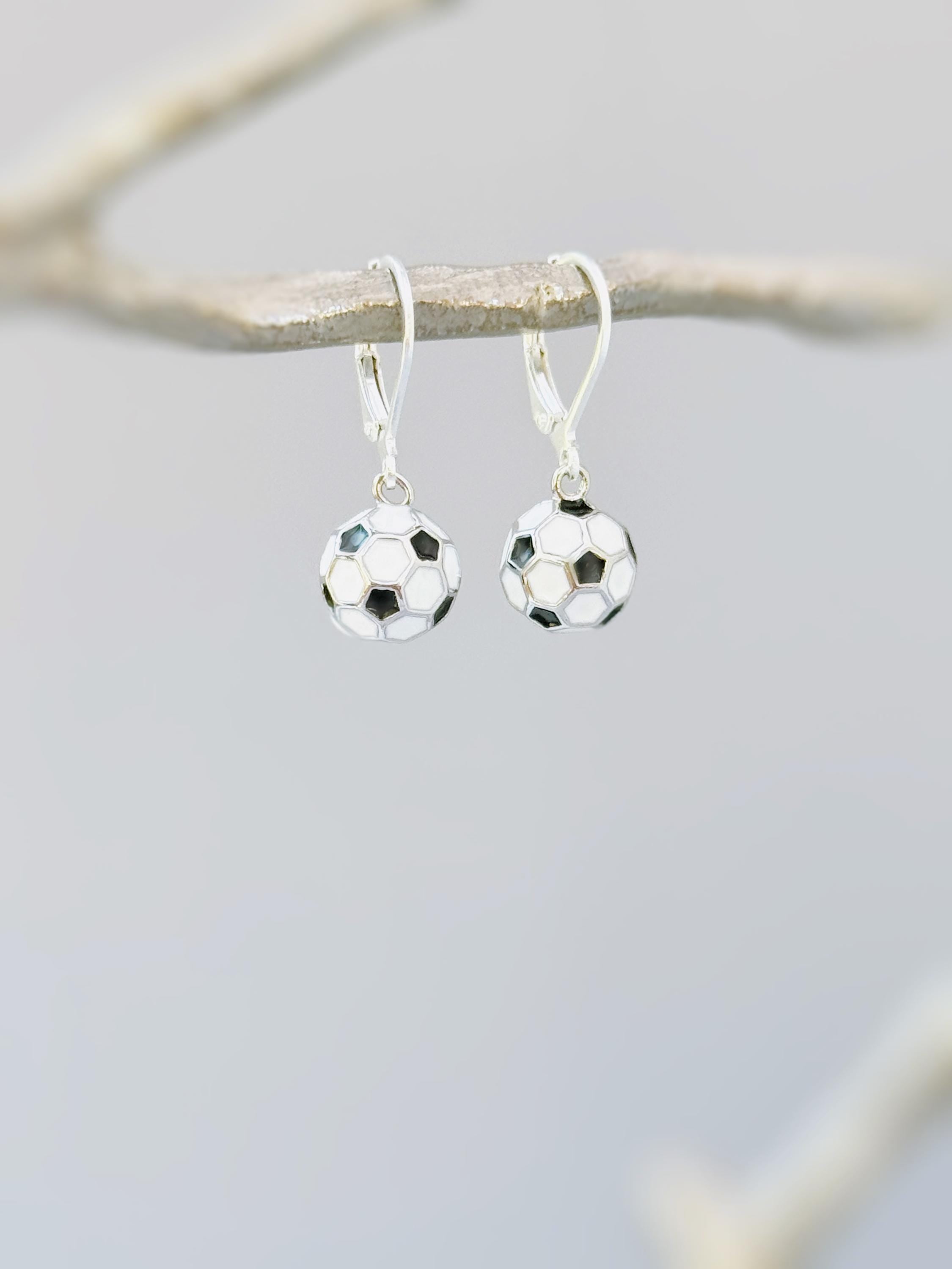 Dainty Soccer Earrings Silver Huggie Hoops, Soccer Player Jewelry, team mom coach gift for Her, Sports Earrings cute football accessories
