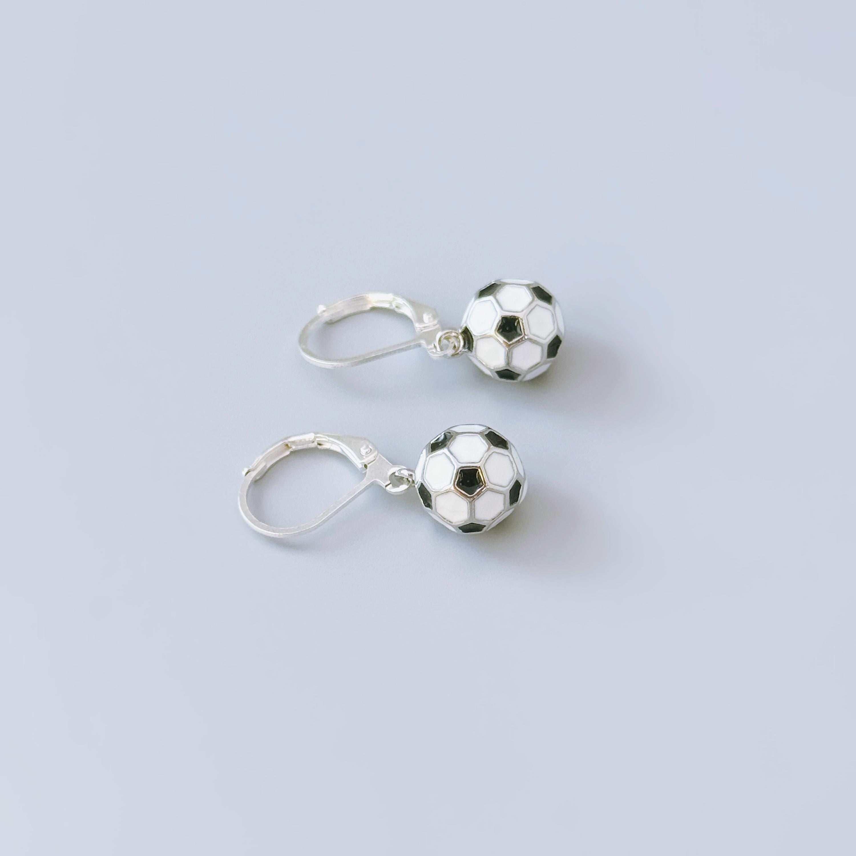 Dainty Soccer Earrings Silver Huggie Hoops, Soccer Player Jewelry, team mom coach gift for Her, Sports Earrings cute football accessories