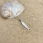 Sardine Necklace silver, gold  nautical trendy summer ocean jewelry, unique whimsical novelty coastal gift for her