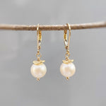 Minimalist Pearl Earrings dangle 14k Gold, Sterling Silver Blue Dainty Drop Earrings dangly artisan handmade jewelry modern bridesmaids gift