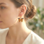 Monarch Butterfly Earrings Dangle Gold Handmade Colorful Spring Summer Jewelry gifts for gardener, mothers day, insect, nature lover, mom