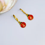Dainty Ladybug Earrings dangle Gold Leverbacks handmade cottagecore minimalist nature inspired bug jewelry gift for gardeners, sister, bff