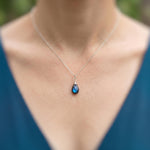 Dainty Smooth Briolette Labradorite Necklace Sterling Silver or 14k Gold
