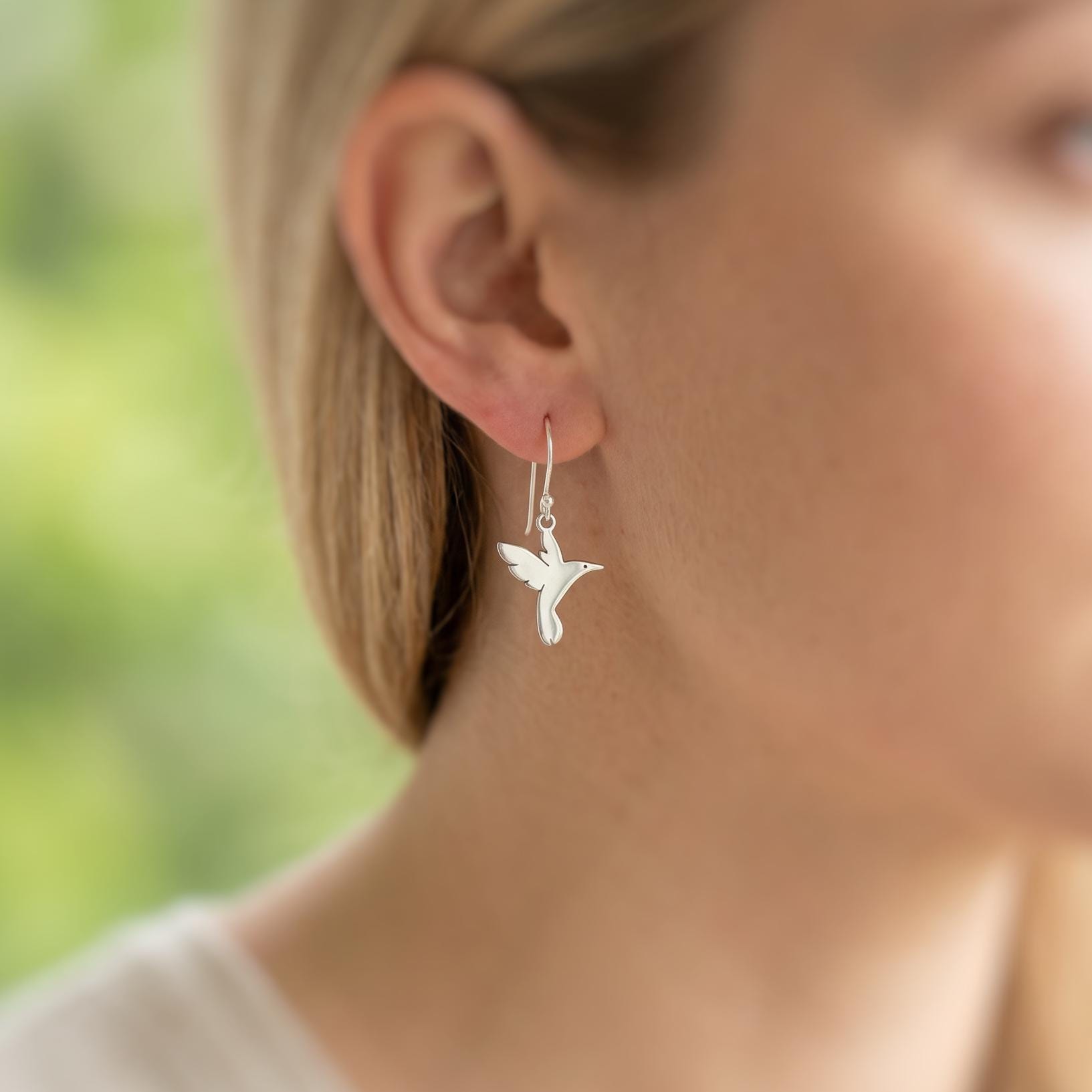 Hummingbird Earrings dangle Silver Bird Jewelry