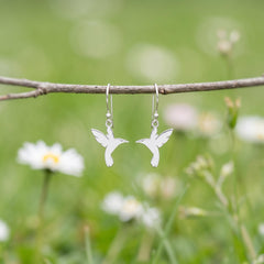 Hummingbird Earrings dangle Silver Bird Jewelry Gold Fill unique gift for mom, nature, bird lover, wife Handmade dangly lightweight sterling