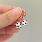Dainty Soccer Earrings Silver Huggie Hoops, Soccer Player Jewelry, team mom coach gift for Her, Sports Earrings cute football accessories