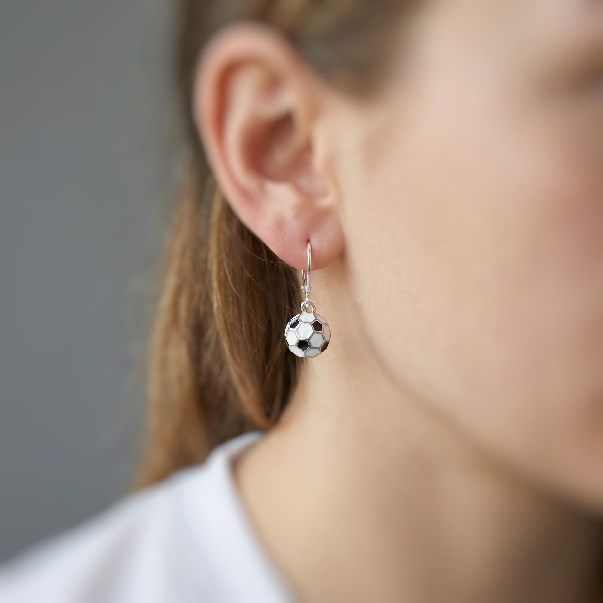 Dainty Soccer Earrings Silver Huggie Hoops, Soccer Player Jewelry, team mom coach gift for Her, Sports Earrings cute football accessories