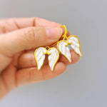 Angel Wing Earrings Gold Huggie Hoop Earrings Dangle religious Catholic sympathy memorial Christian faith jewelry baptism Earrings for women