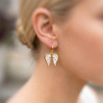 Angel Wing Earrings Gold Huggie Hoop Earrings Dangle religious Catholic sympathy memorial Christian faith jewelry baptism Earrings for women