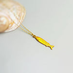 Sardine Necklace silver, gold nautical trendy summer ocean jewelry, unique whimsical novelty coastal gift for her
