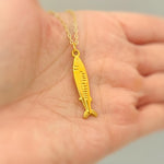 Sardine Necklace silver, gold nautical trendy summer ocean jewelry, unique whimsical novelty coastal gift for her