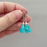 Turquoise Earrings dangle Silver, 14k Gold leverback