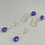Tiny tear drops Dainty Lapis Lazuli earrings dangle 14k Gold fill, Sterling Silver