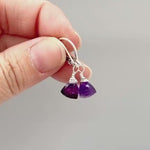 Dainty Amethyst earrings dangle Sterling Silver, 14k gold Rose Gold  lightweight tear drop crystal dangly purple gemstone birthstone jewelry