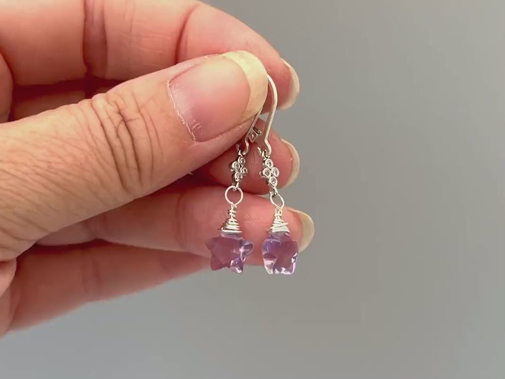 Amethyst Star earrings February Birthstone Jewelry