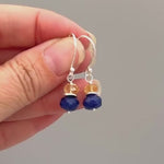 Citrine and Lapis Earrings dangle sterling silver gold dangly handmade blue gemstone jewelry September birthstone gift for wife mom daughter