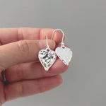 Silver Heart Earrings dangle sparkly boho handmade heart jewelry