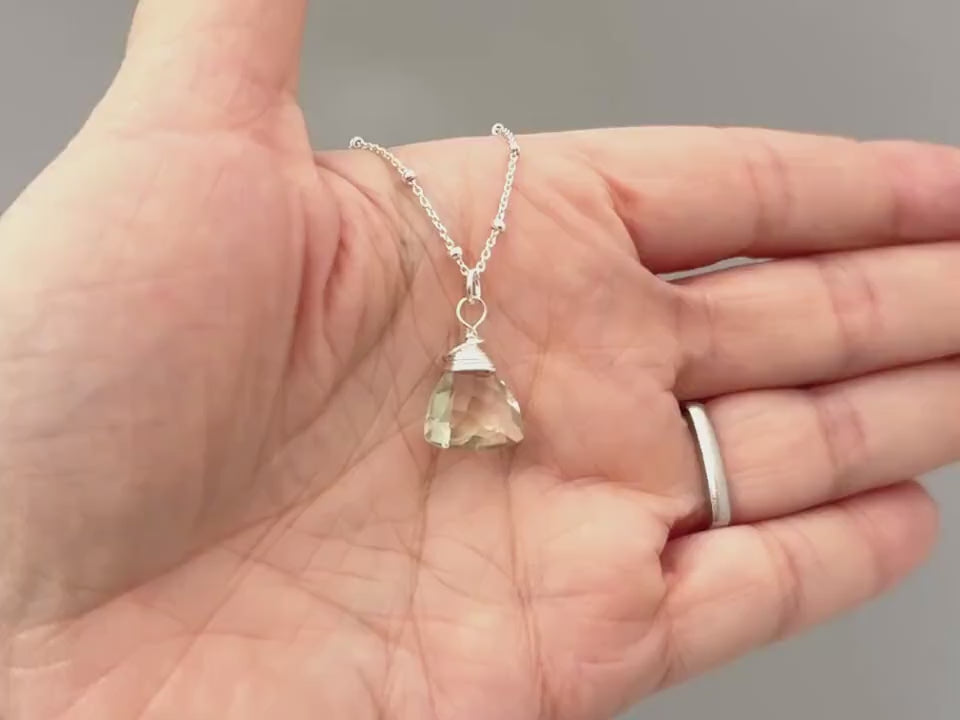 Green Amethyst Necklace Sterling Silve Prasiolite February Birthstone jewelry