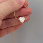 Dainty Heart Necklace, Mother of Pearl shell choker for Beach Wedding