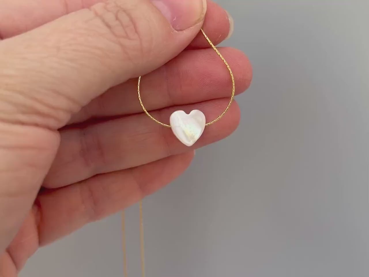 Dainty Heart Necklace, Mother of Pearl shell choker for Beach Wedding