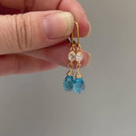 Swiss Blue Topaz earrings dangle, 14k Gold, silver November Birthstone gift dangly tear drop handmade blue gemstone jewelry for women