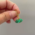 Emerald Green Gemstone earrings dangle 14k gold, Sterling Silver, Rose Gold Dainty drop crystal Quartz dangly birthstone handmade jewelry