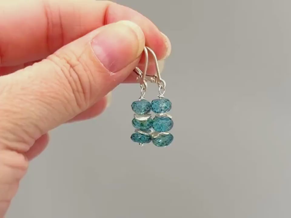 Dainty London Blue Topaz earrings dangle Sterling Silver, Gold, Rose Gold