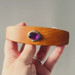 Amethyst Silver Gemstone Barrette Cherry wood hair clip XL