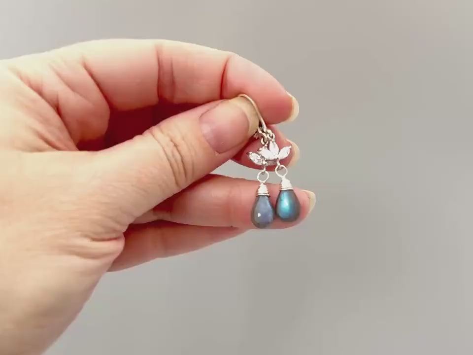 Crystal Labradorite earrings silver, gold, rose gold