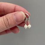 Tiny Pearl Huggie Hoop Earrings, Sterling Silver