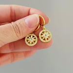 Gold North Star Earrings dangle gold Huggie Hoops dainty minimalist Polaris compass charms handmade  jewelry gift for graduation, travelers