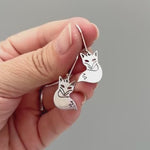 Silver Fox Earrings dangle fun, unique animal lover fox gift handmade Jewelry boho dangling charm earrings cottagecore gift for daughter