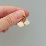Mother of Pearl Shell Earrings 14k Gold Dangle handmade June birthstone jewelry for women leverback June beach wedding gift for grandma mom