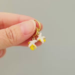 Dainty Banana Huggie Hoop Earrings Gold Yellow Charm Earrings, Cottagecore Jewelry Fruit Chef Gift, Cute Novelty Earrings gift for gardener