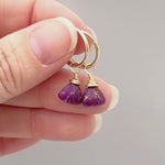 Purple Copper Turquoise Earrings Dangle Huggie Hoops