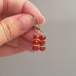 Carnelian Earrings dangle, 14k gold, sterling silver