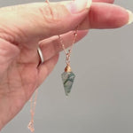 Moss Agate Pendant Necklace for women Rose Gold, gold, silver handmade crystal jewelry simple boho layering necklace gift for sister, friend