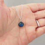 Labradorite Necklace Sterling Silver, handmade blue gemstone pendant birthstone jewelry layering boho necklace for women