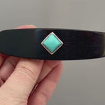 Large Hair Clip, Barrette for women with long hair sterling silver, Ebony wood hair accessory, unique handmade turquoise jewelry for women