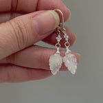 Crystal Leaf Moonstone earrings dangle, Sterling Silver, 14k Gold