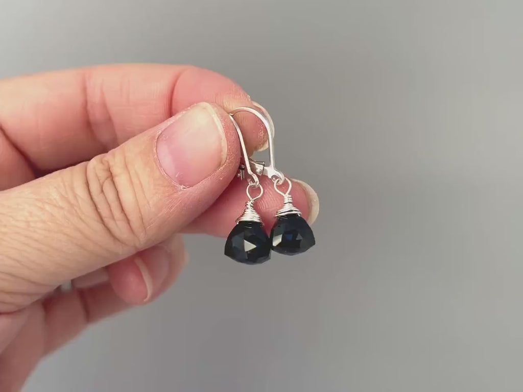 Onyx earrings dangle Sterling Silver