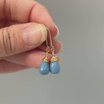 Owyhee Blue Opal earrings dangle Sterling Silver Gold, Rose Gold teardrops