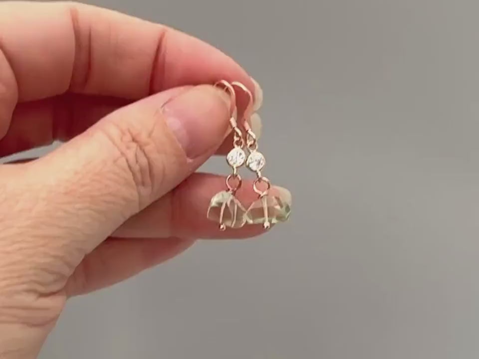 Dangly Green Amethyst Earrings raw gemstone jewelry