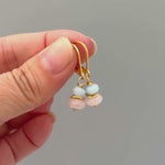 Pink Morganite and Blue Aquamarine Earrings dangle drop rose gold, silver, gold