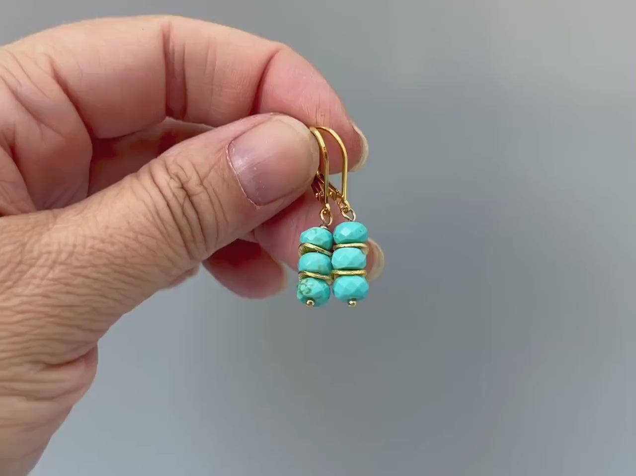 Turquoise Earrings dangle silver lightweight everyday jewelry