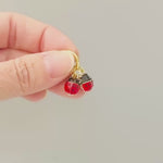 Dainty Ladybug Earrings dangle Gold, Silver huggie hoops handmade cottagecore minimalist nature inspired bug jewelry gift for gardeners, bff